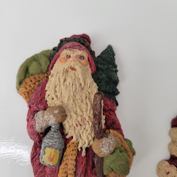Set 2 Vintage 80s June McKenna Santa Claus Figurine Christmas Tree ShelfSitter - Picture 3 of 14
